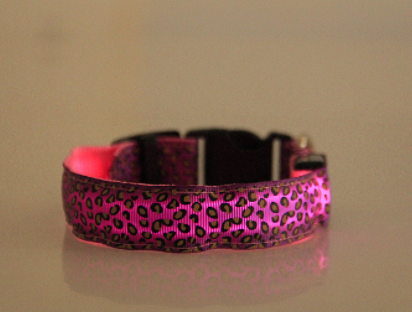 LED Dog Collar Safety Adjustable Nylon Leopard Pet Collar - shoptrendbeast.com