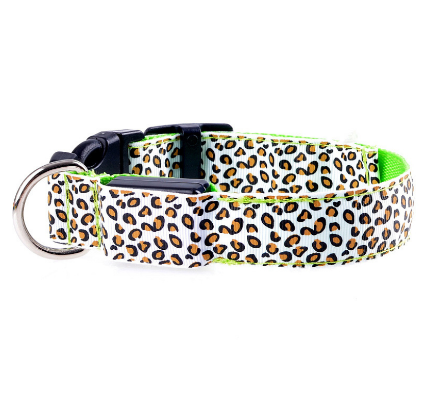 LED Dog Collar Safety Adjustable Nylon Leopard Pet Collar - shoptrendbeast.com