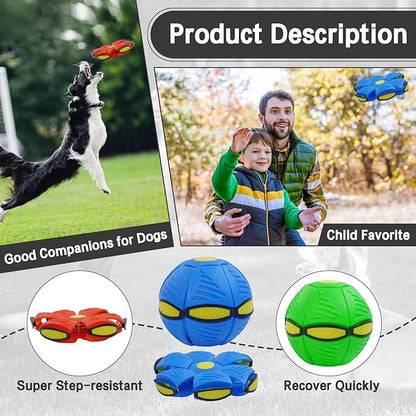 Pet Toy Flying Saucer Ball For Dogs, Magic UFO Ball For Dog Outdoor Sports, Decompression Flying Flat Throw Disc Balls For Medium And Large Dog, Changeable Shapes Interactive Toys - shoptrendbeast.com