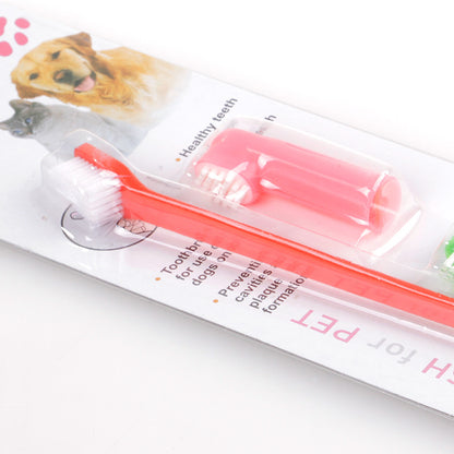 Double Head Toothbrush  Soft Pet Finger Toothbrush Set Pets Dogs Cats Teeth Care Cleaning Brush Pets Grooming Tools - shoptrendbeast.com