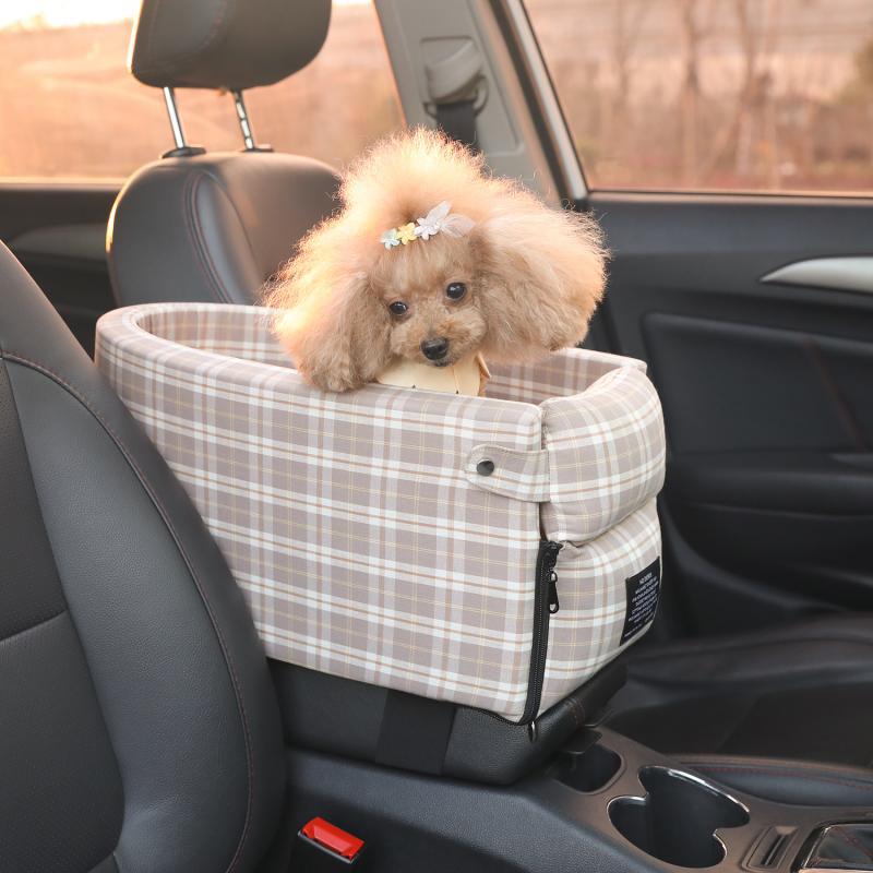 Portable Pet Dog Car Seat Central Control Nonslip Dog Carriers Safe Car Armrest Box Booster Kennel Bed For Small Cat Dog Travel - shoptrendbeast.com