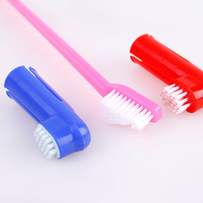 Double Head Toothbrush  Soft Pet Finger Toothbrush Set Pets Dogs Cats Teeth Care Cleaning Brush Pets Grooming Tools - shoptrendbeast.com