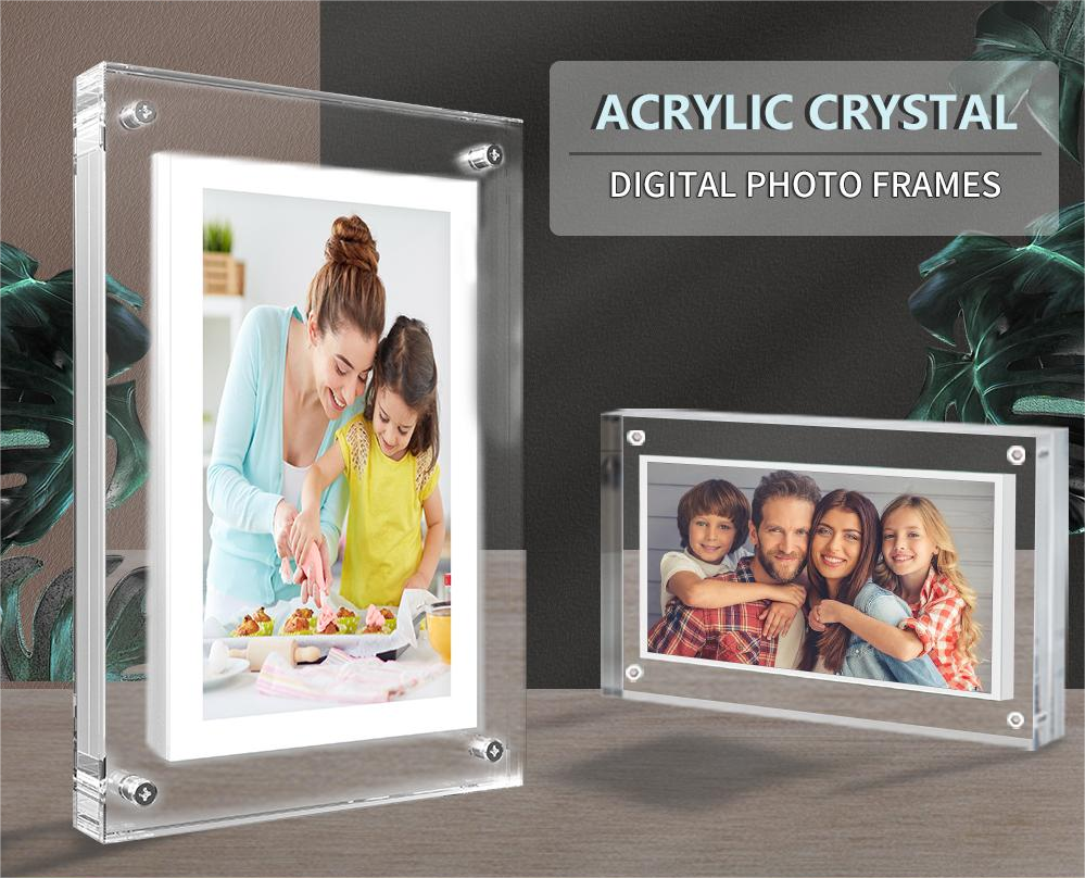Acrylic Digital Photo Video Frame Battery New