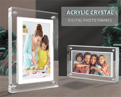 Acrylic Digital Photo Video Frame Battery New