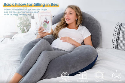 Pregnancy Pillow,Maternity Body Pillow for Sleeping,C Shaped Body Pillow for Pregnant Women with Removable Velvet Cover