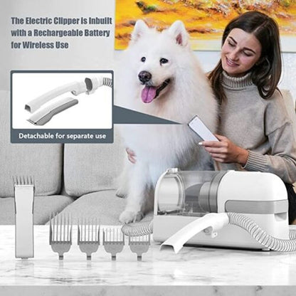 Dog Grooming Kit & Pet Hair Vacuum 2 in 1 Low Noise Powerful Suction 1.8L