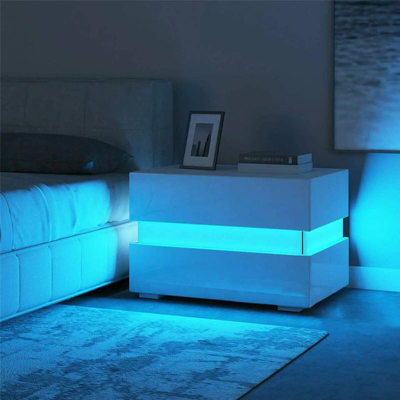 Multifunction RGB LED Nightstands Cabinet Storage Bedside Table Night Table Bedroom Nightstand Home Furniture for Night Lighting