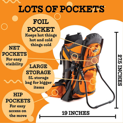 Hiking Baby Carrier Backpack - Comfortable Baby Backpack Carrier - Toddler Hiking Backpack Carrier - Child Carrier Backpack System with Diaper Change Pad, Insulated Pocket, Rain and Sun Hood