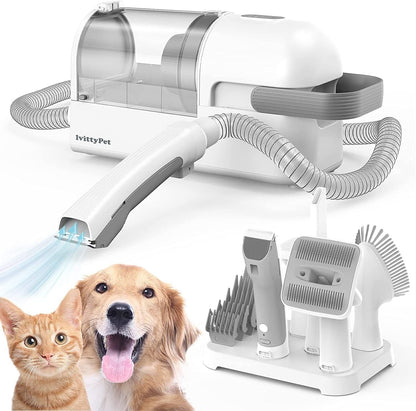 Dog Grooming Kit & Pet Hair Vacuum 2 in 1 Low Noise Powerful Suction 1.8L