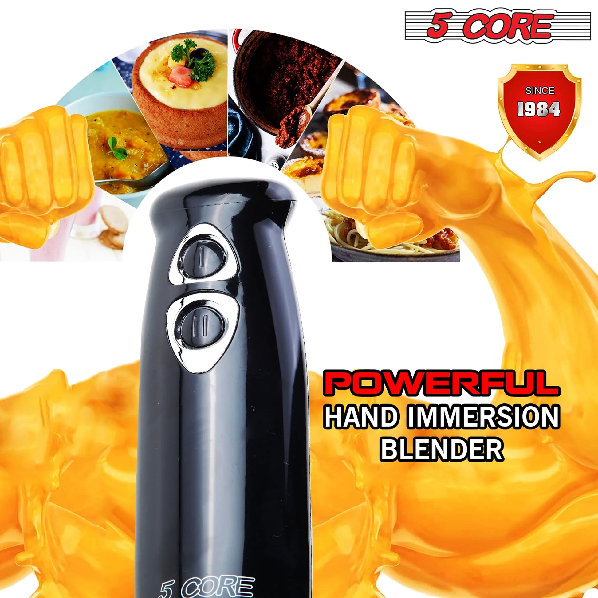 5 Core Immersion Blender Handheld 500W Copper Motor Emulsifier Blender Multi Purpose Emerson Blenders Premium Small Kitchen Appliances -HB 1510 BLK