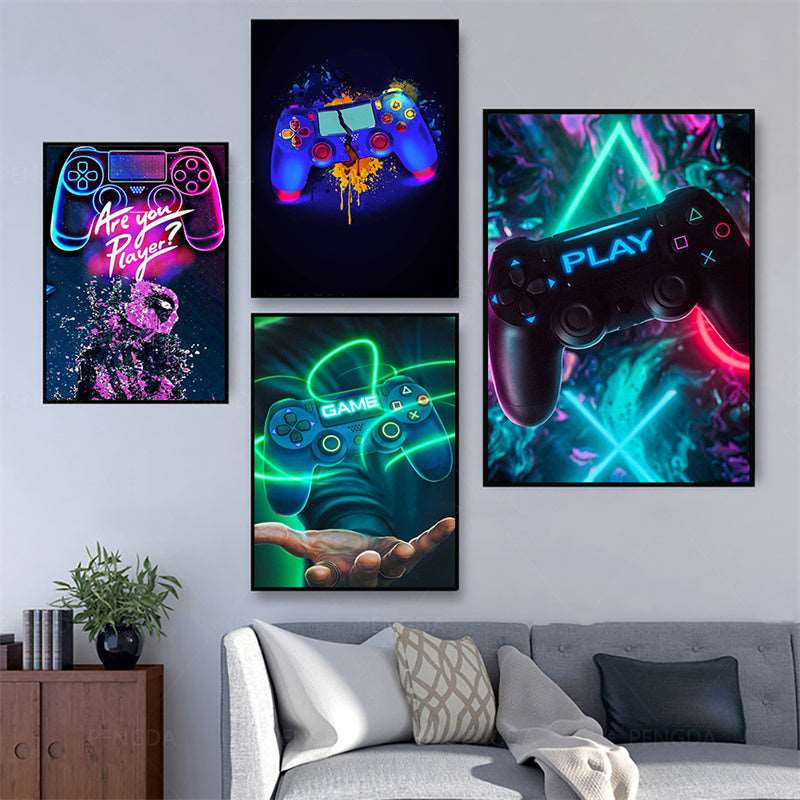 3D Classic Gamers Hyper Theme Holographic Canvas Wall Art by Lmyg