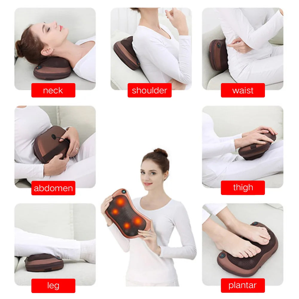 Neck Massager Neck Massage Pillow Heating Car Pillow Back and Neck Massager Shiatsu Vibrating Headrest Head Cervical Pillow