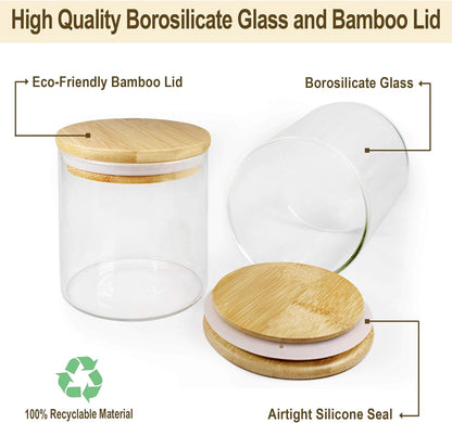 Glass Jars with Bamboo Lids, Glass Food Storage Containers, Large Glass Bamboo Jars with Lids, Glass Spaghetti Containers, (50Oz)