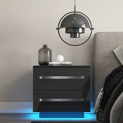 Modern Luxury Nighstand Bedside Table LED Storage Cabinet Sofa Bed Side Table High Gloss Coffee Table Home Furniture Night Stand