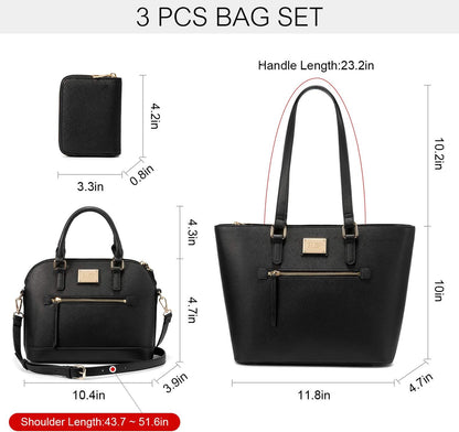 Purses and Handbags for Women Fashion Tote Bags Shoulder Bag Top Handle Satchel Bags Purse Set 3Pcs