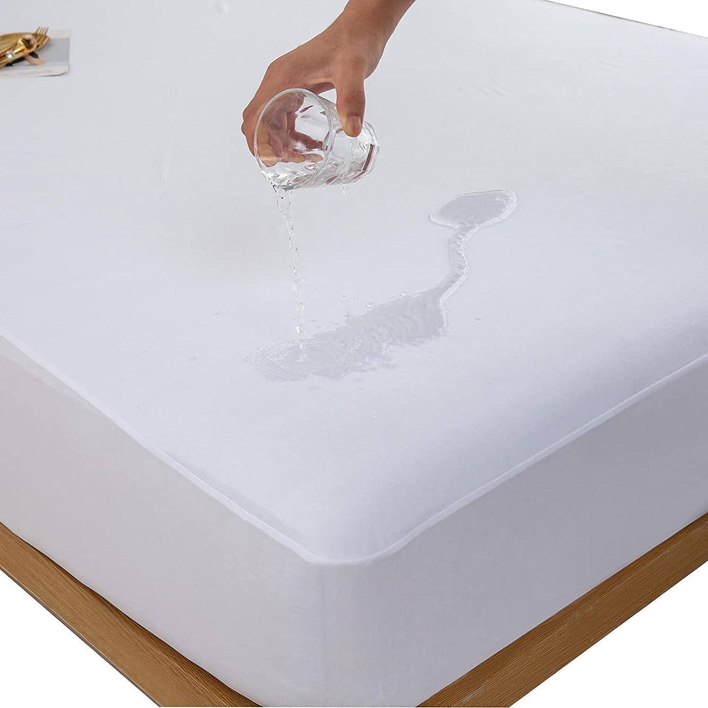 Cooling Bamboo Viscose Mattress Protector Waterproof Ultra Soft Smooth Top Fitted Matressprotector Cover with Stretchy Pocket Twin Size