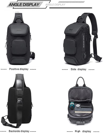 Sling Backpack for Men Crossbody Shoulder Bags Waterproof Sling Chest Bag with USB Port