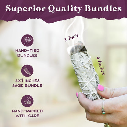 White Sage Bundles - 3 Pack - Sage Smudge Stick for Home Cleansing Incense Healing Meditation and California Smudge Sticks Rituals - 4 Inch