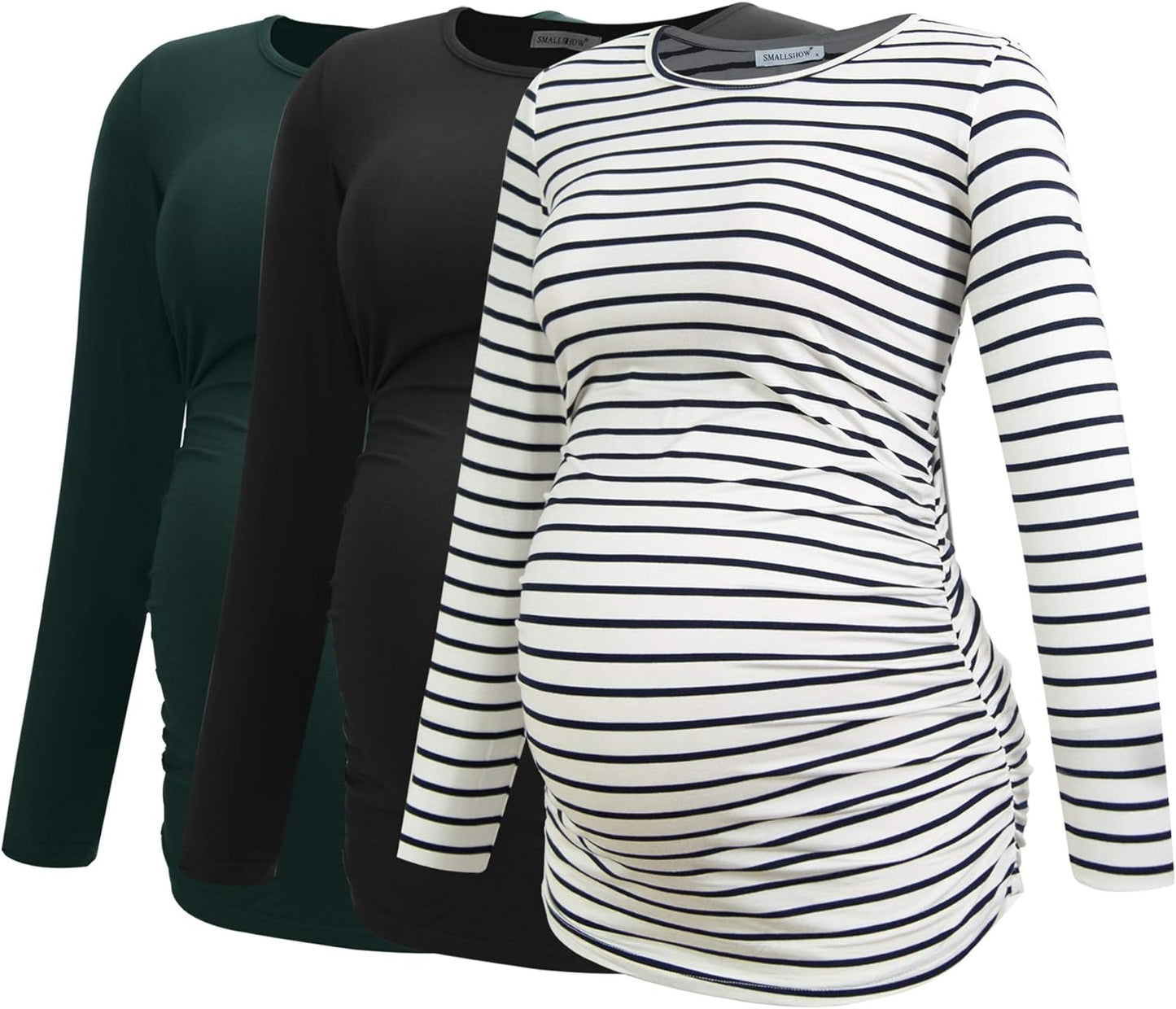 Women'S Maternity Shirts Long Sleeve Pregnancy Clothes Tops 3-Pack