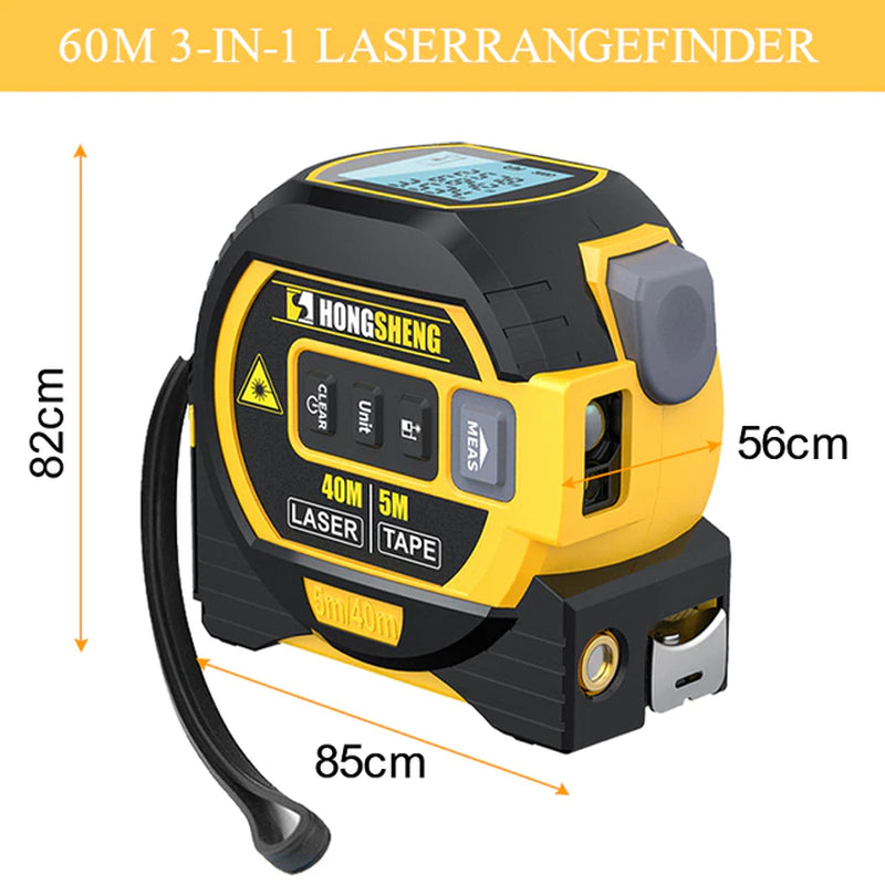 3 in 1 Laser Tape Measure Rangefinder 5M Tape Ruler Infrared High-Precision Intelligent Electronic Ruler Building Distance Meter