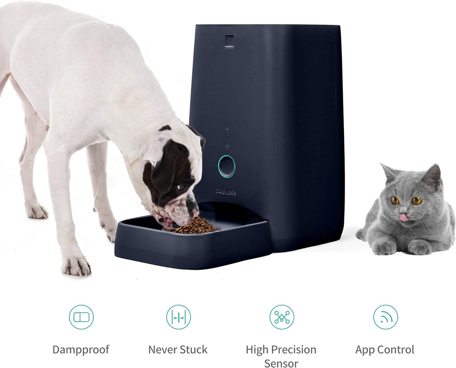 6L Smart Feed Automatic Cat Feeder, Wi-Fi Enabled Pet Feeder for Cat and Small Dog, Smartphone App for Ios and Android, Portion Control, Fresh Lock System Auto Food Dispenser (Dark Blue)