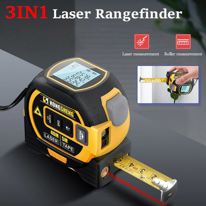 3 in 1 Laser Tape Measure Rangefinder 5M Tape Ruler Infrared High-Precision Intelligent Electronic Ruler Building Distance Meter